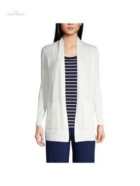 100% Cotton Open Front Long Cardigan Sweater Tunic Length